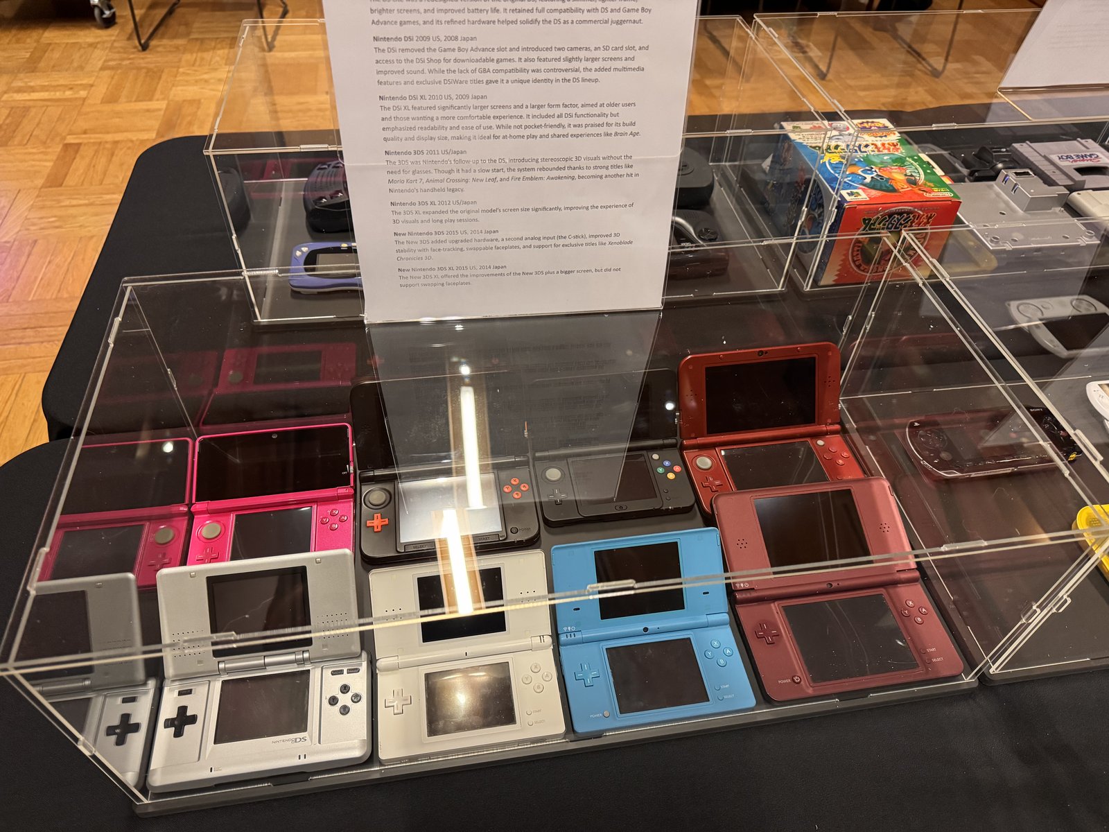 Display case of Nintendo DS models