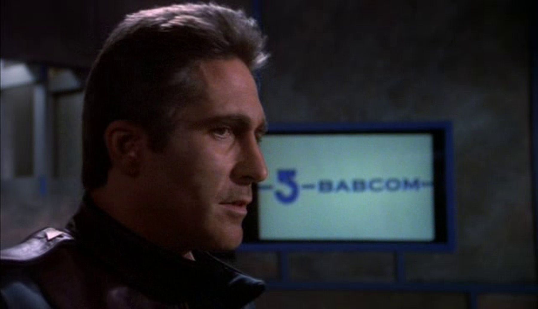 Image from Babylon 5 showing the BABCOM logo
